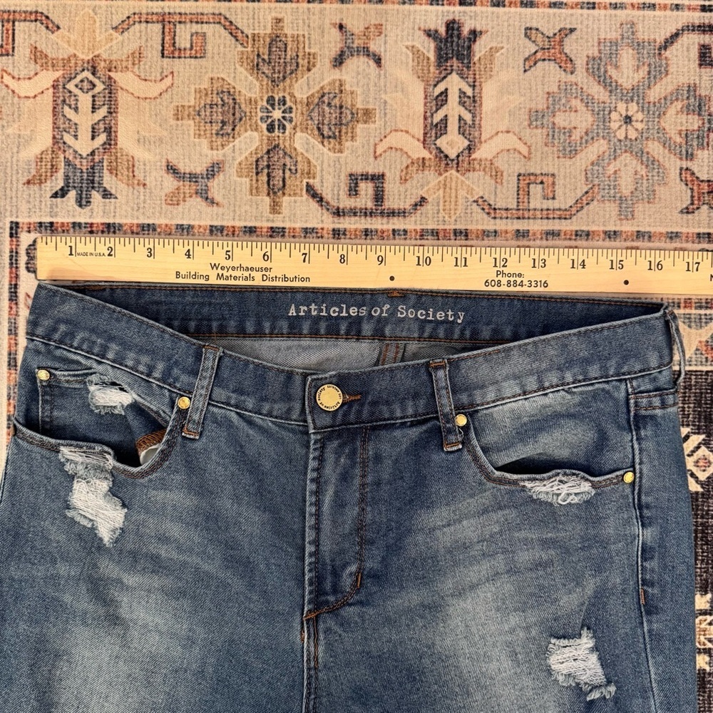 Articles of Society Women’s Mid-Rise Medium Wash Distressed Skinny Jeans Size 31 - Picture 12 of 14